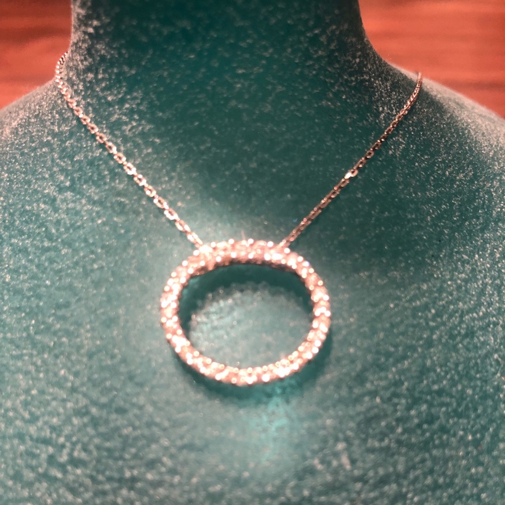 Diamond oval pendant with 14KT white gold chain